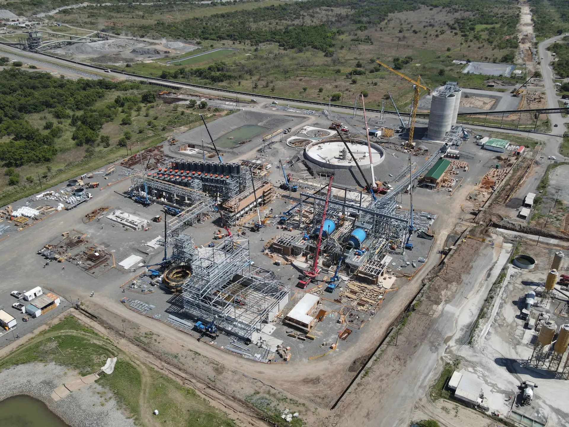Aerial view of SMPP construction works at Two Rivers Platinum Mine